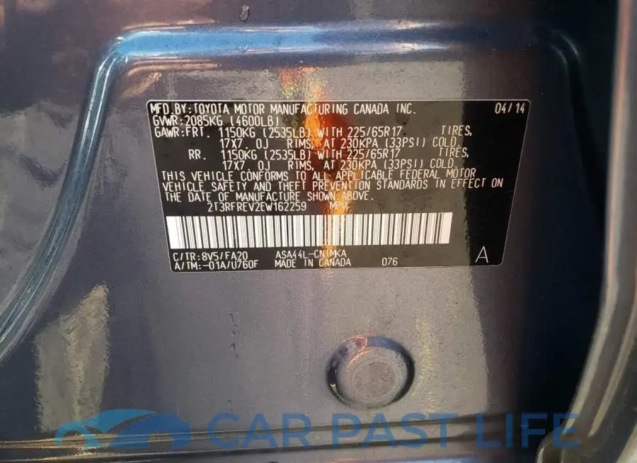 2T3RFREV2EW162259# 12