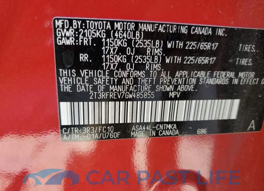 2T3RFREV7GW485855# 12