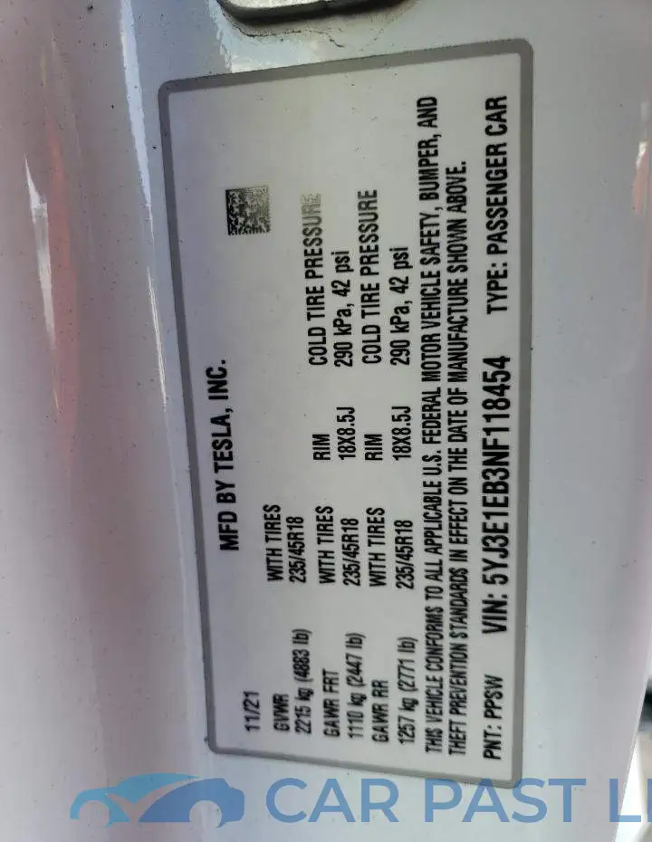 5YJ3E1EB3NF118454# 12