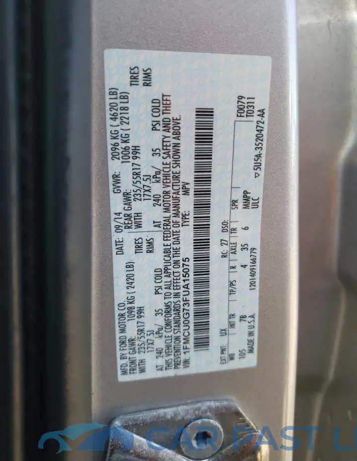 1FMCU0G73FUA15075# 13