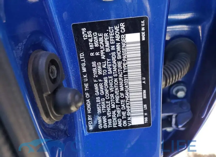 SHHFK7H54HU410311# 12