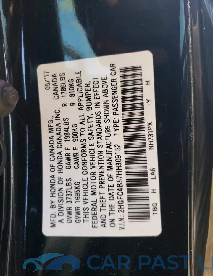 2HGFC4B57HH309152# 12