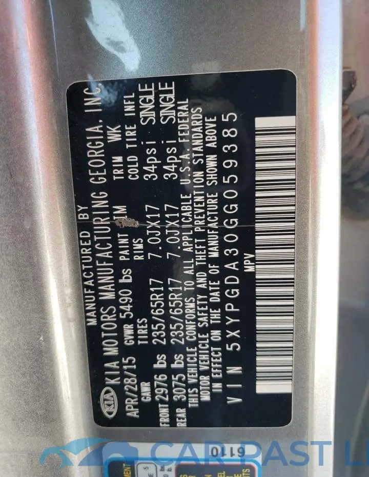 5XYPGDA30GG059385# 13