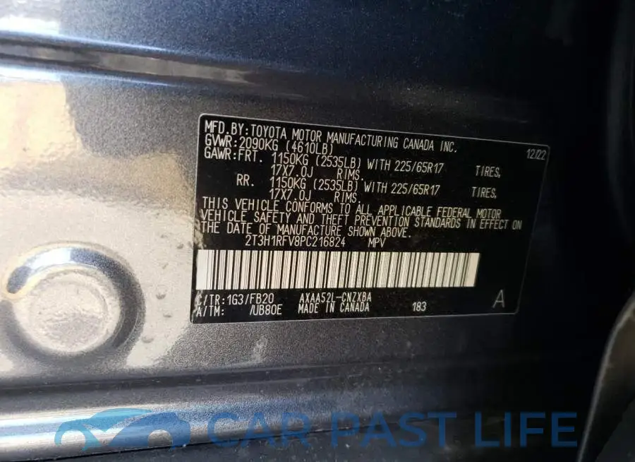 2T3H1RFV8PC216824# 12