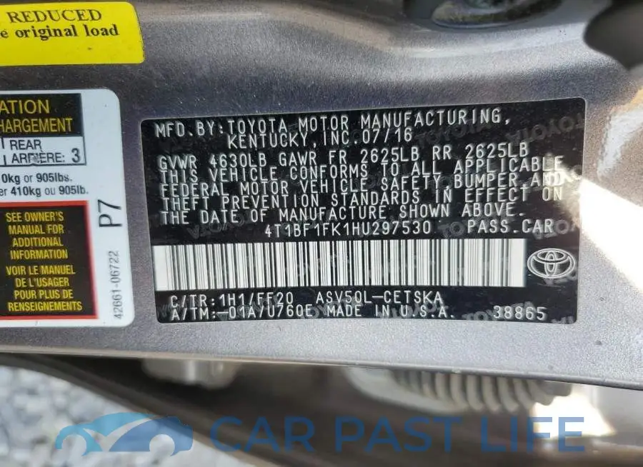 4T1BF1FK1HU297530# 12