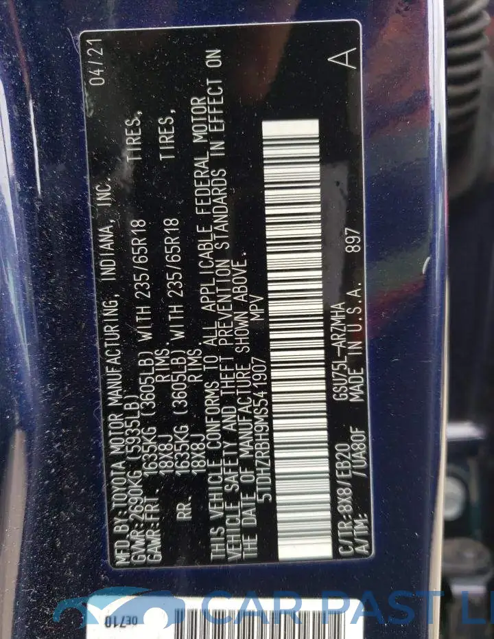 5TDHZRBH9MS541907# 13