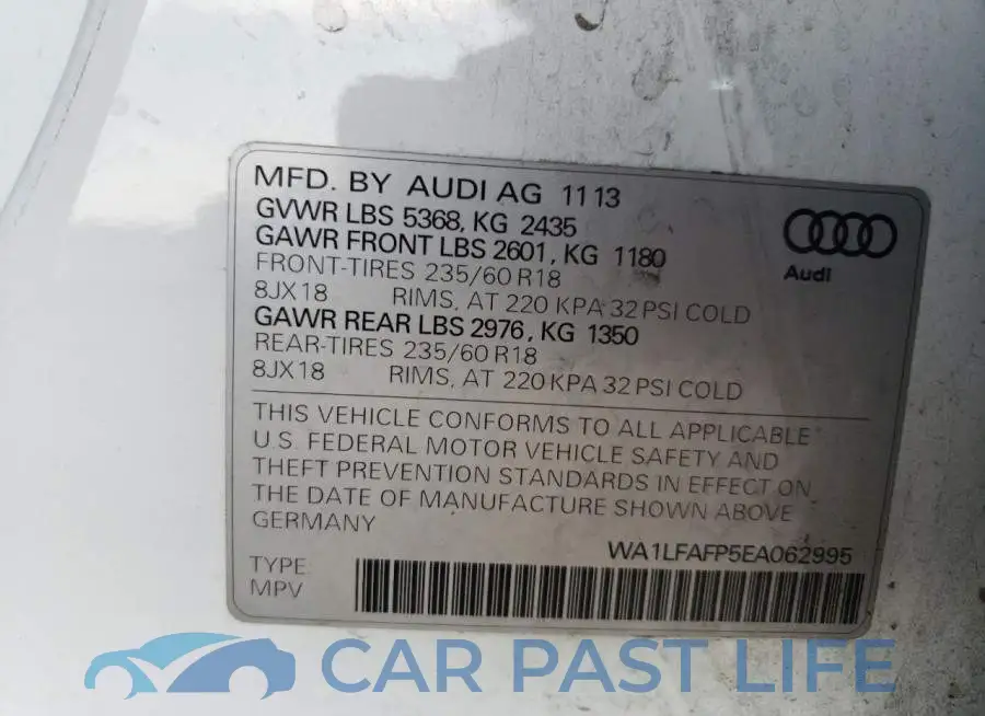 WA1LFAFP5EA062995# 12