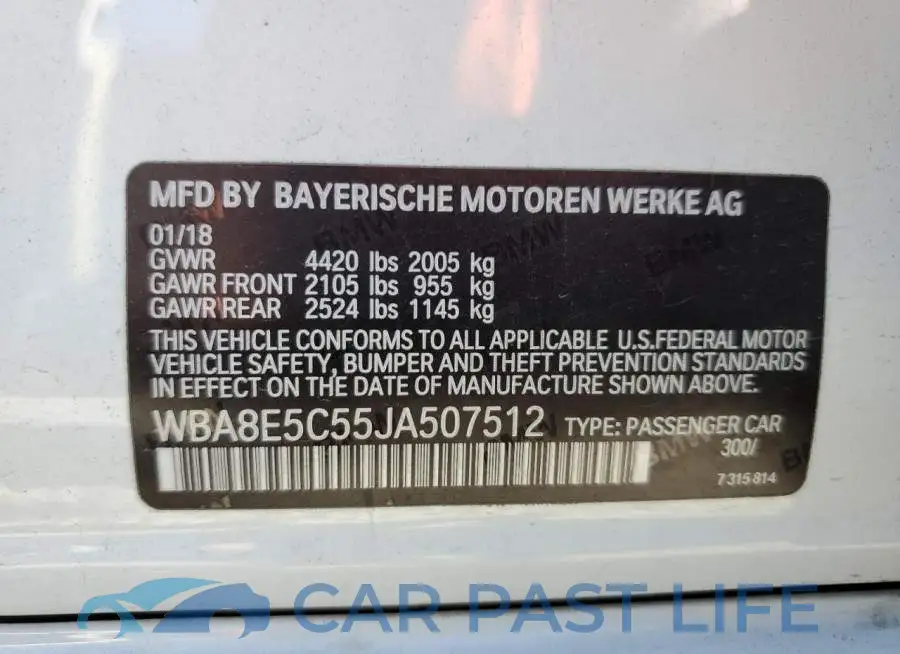 WBA8E5C55JA507512# 13