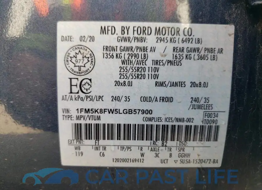 1FM5K8FW5LGB57900# 13