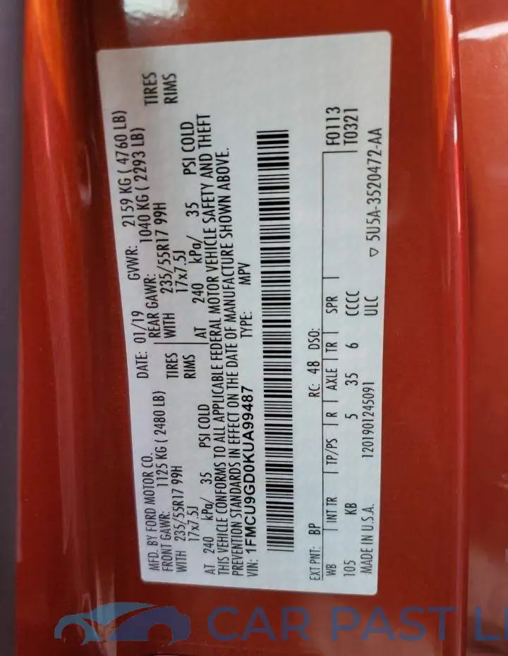 1FMCU9GD0KUA99487# 14