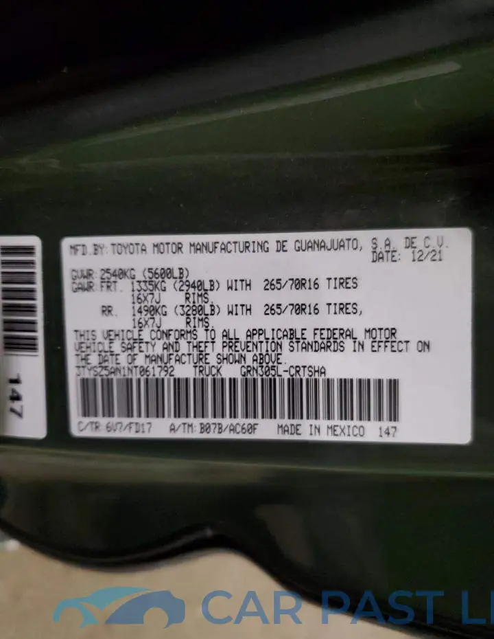 3TYSZ5AN1NT061792# 13