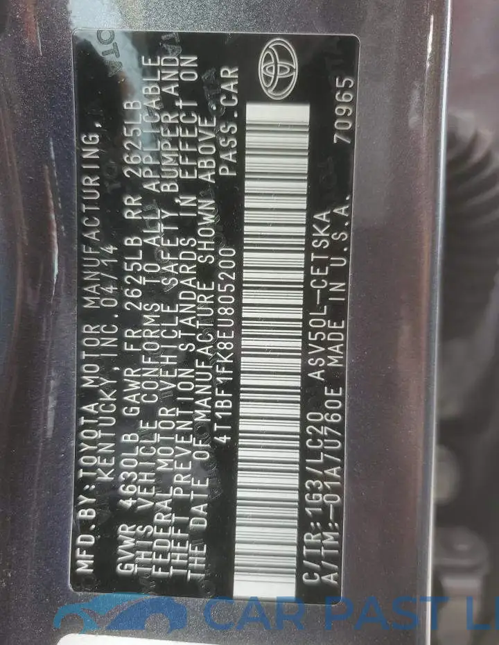 4T1BF1FK8EU805200# 13