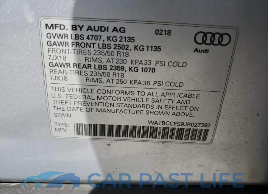 WA1BCCFS9JR027392# 13