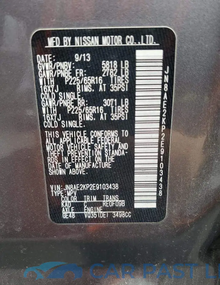 JN8AE2KP2E9103438# 13