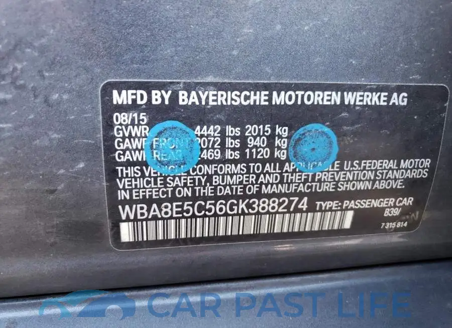 WBA8E5C56GK388274# 12