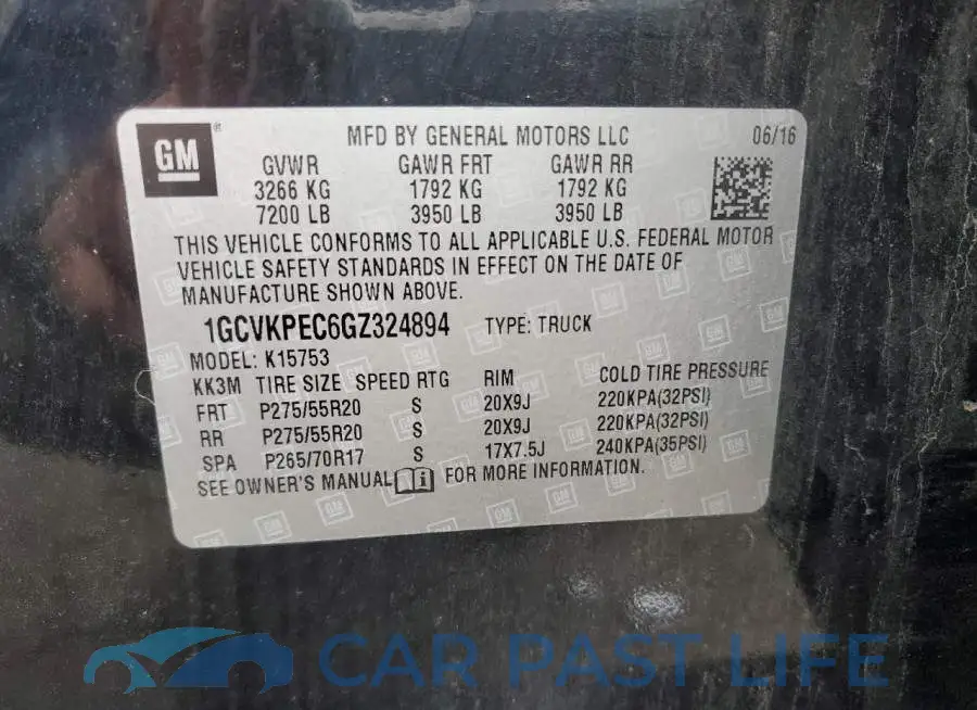 1GCVKPEC6GZ324894# 12