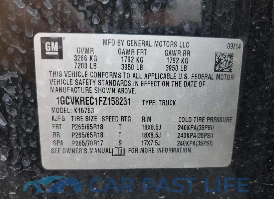 1GCVKREC1FZ158231# 12