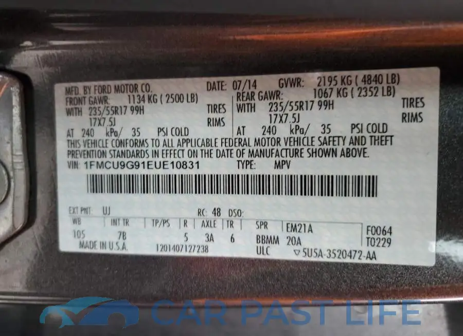 1FMCU9G91EUE10831# 14