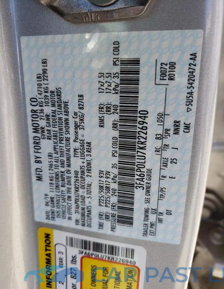 3FA6P0LU7KR226940# 13