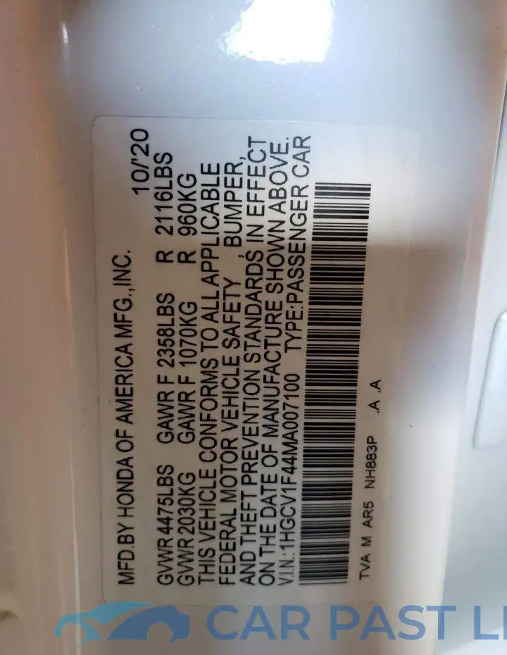 1HGCV1F44MA007100# 13