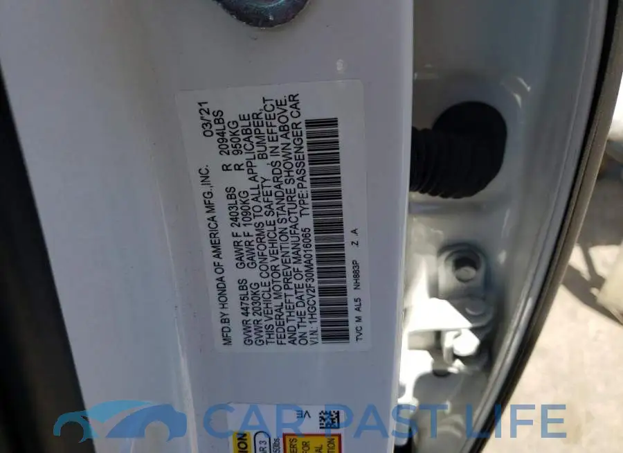 1HGCV2F30MA016065# 12