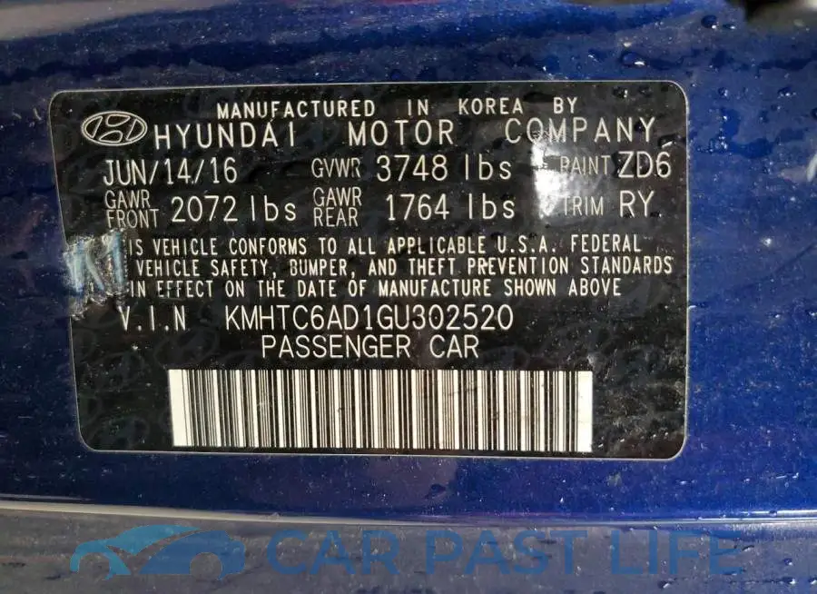KMHTC6AD1GU302520# 12