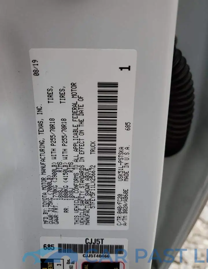 5TFEY5F11LX256672# 12