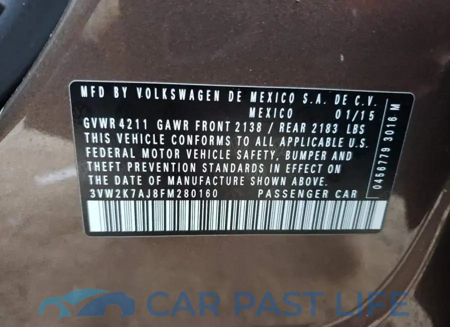 3VW2K7AJ8FM280160# 13