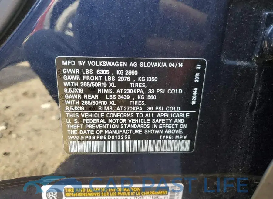 WVGEP9BP6ED012259# 12