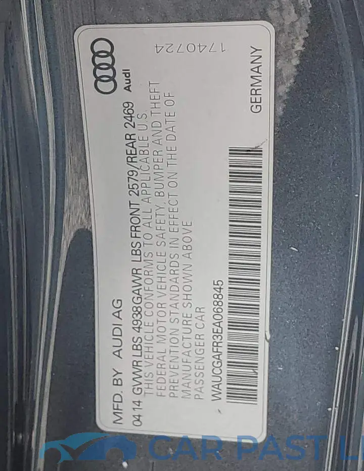 WAUCGAFR3EA068845# 12