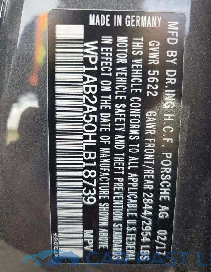 WP1AB2A50HLB18739# 13