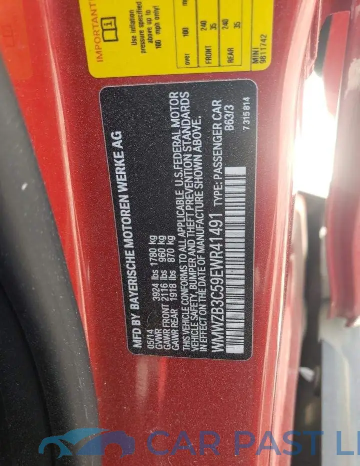 WMWZB3C59EWR41491# 12