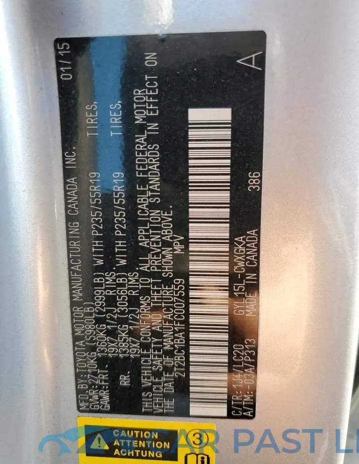 2T2BC1BA1FC007559# 12
