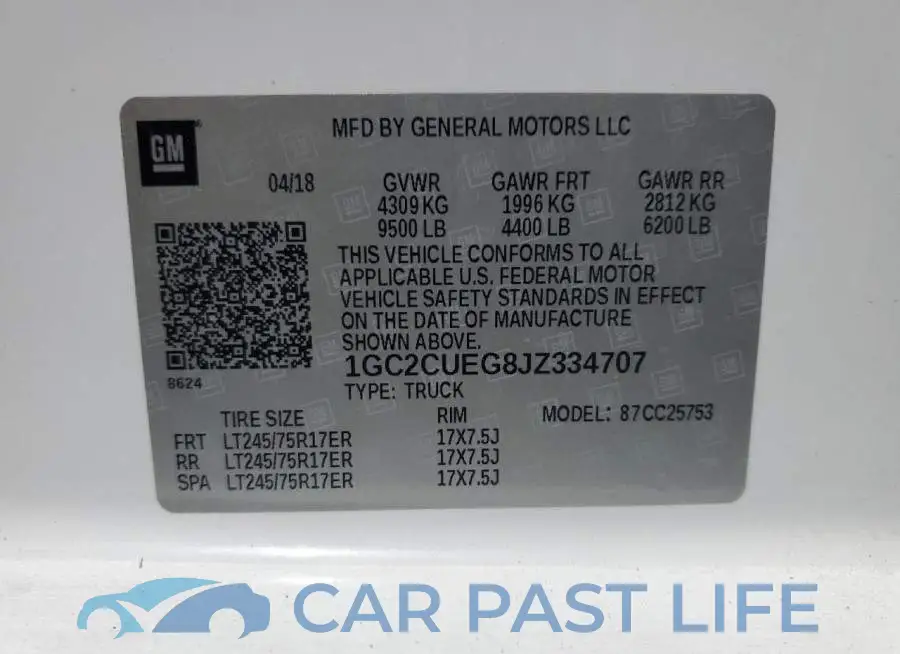 1GC2CUEG8JZ334707# 12