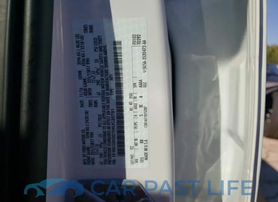 1FMCU0GD1HUC20791# 12