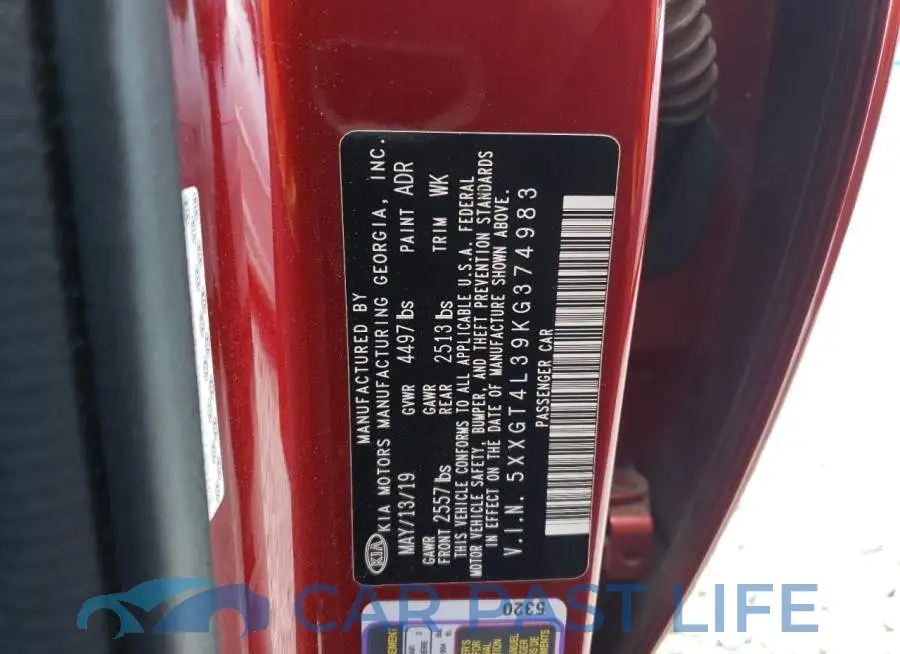 5XXGT4L39KG374983# 12