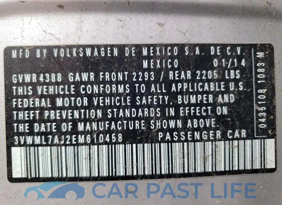 3VWML7AJ2EM610458# 12