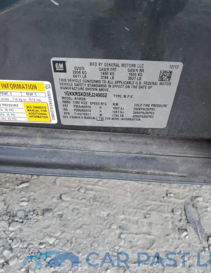 1GKKRSKD3EJ249652# 13