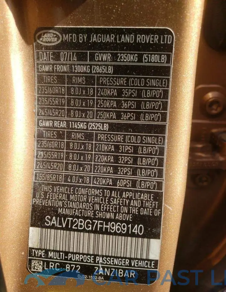 SALVT2BG7FH969140# 13