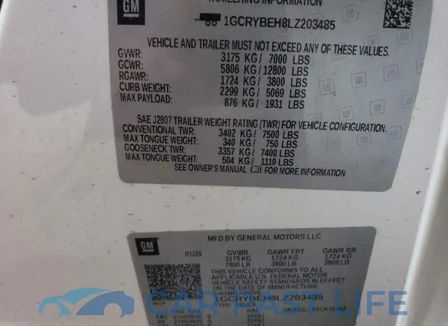 1GCRYBEH8LZ203485# 12