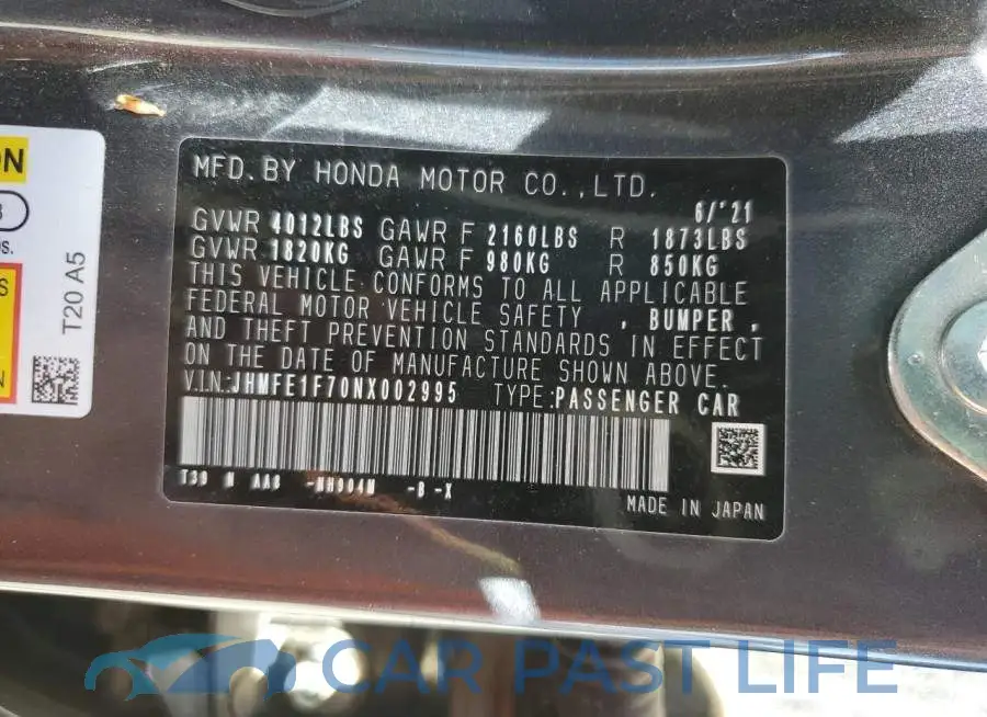 JHMFE1F70NX002995# 12