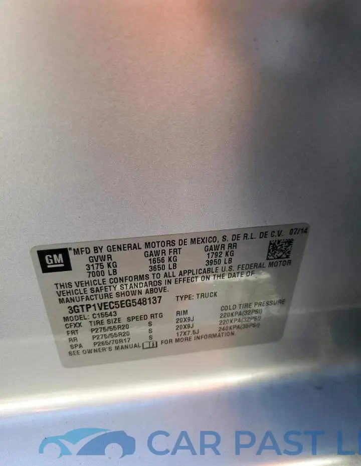 3GTP1VEC5EG548137# 12