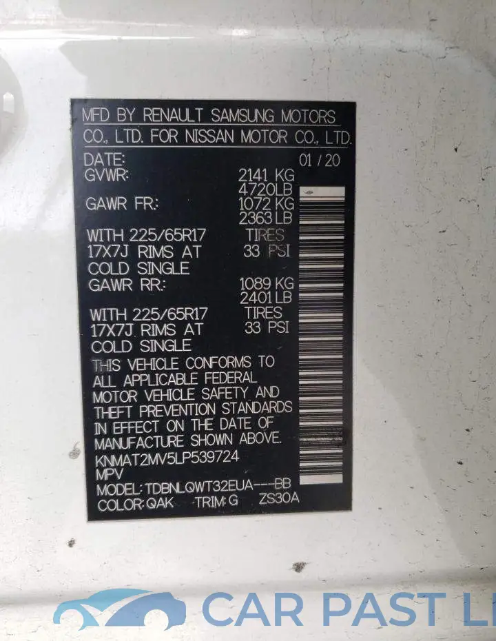 KNMAT2MV5LP539724# 12