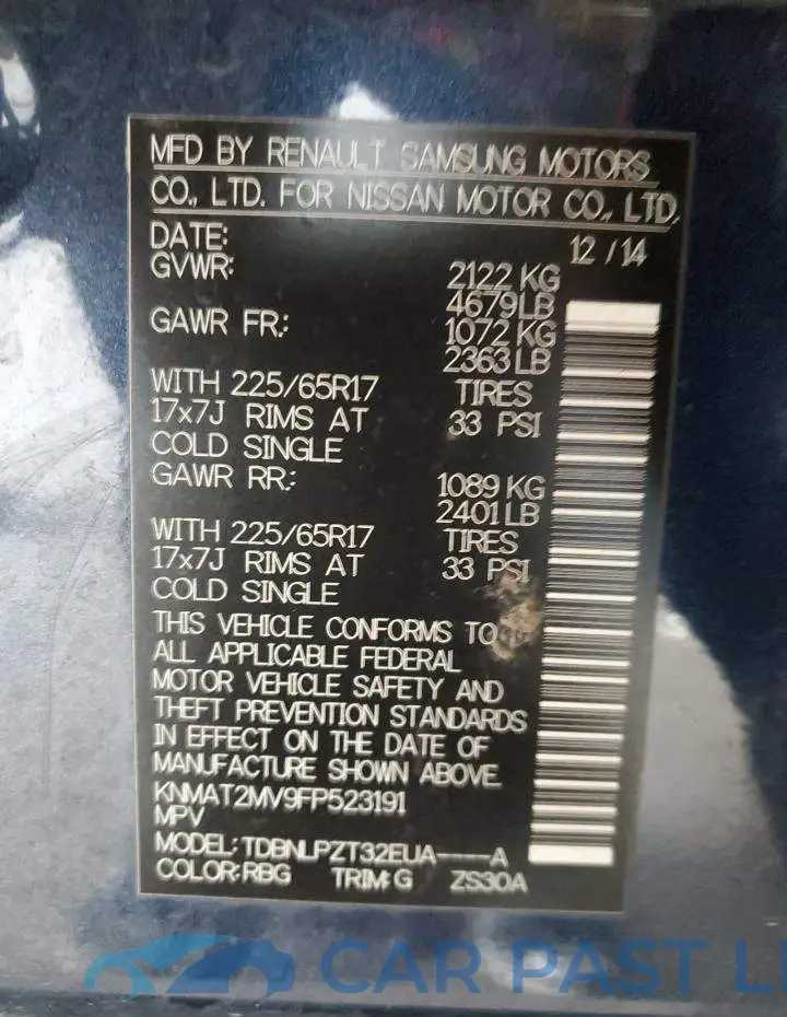 KNMAT2MV9FP523191# 12