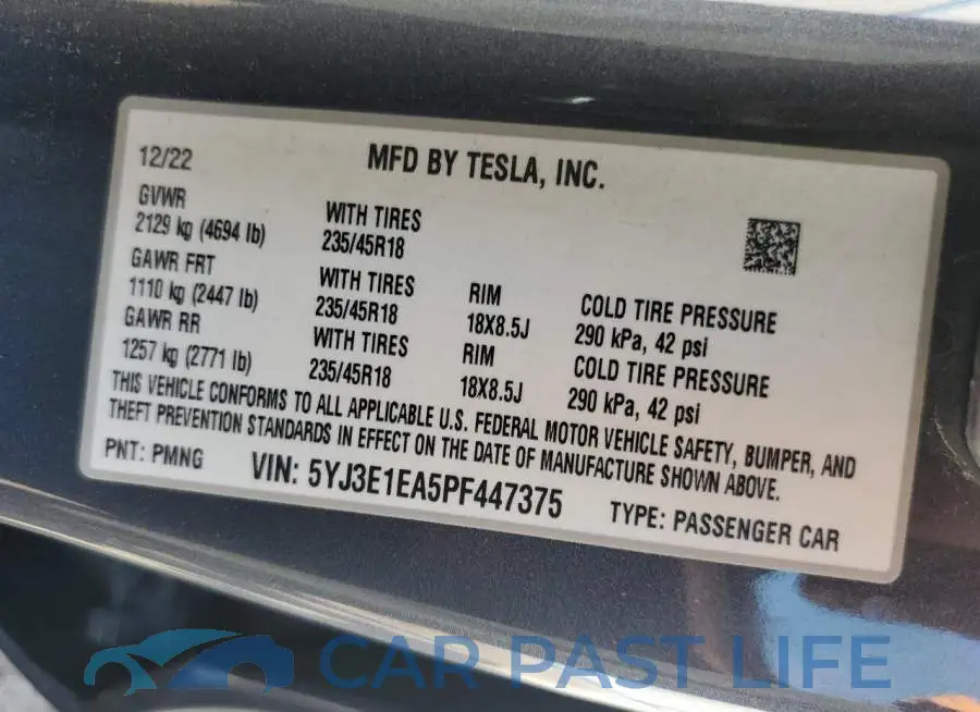 5YJ3E1EA5PF447375# 12