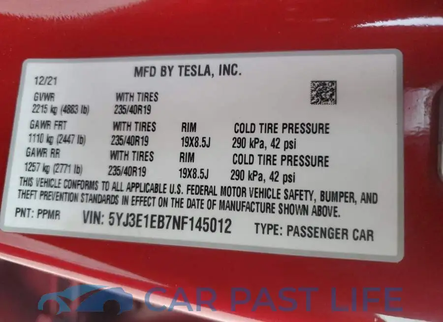 5YJ3E1EB7NF145012# 13