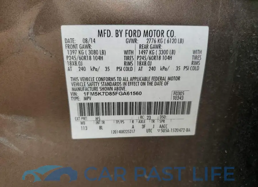 1FM5K7D85FGA61560# 13