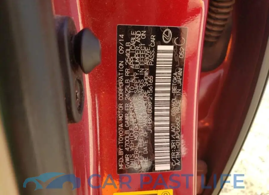 JTHBK1GGXF2156165# 12