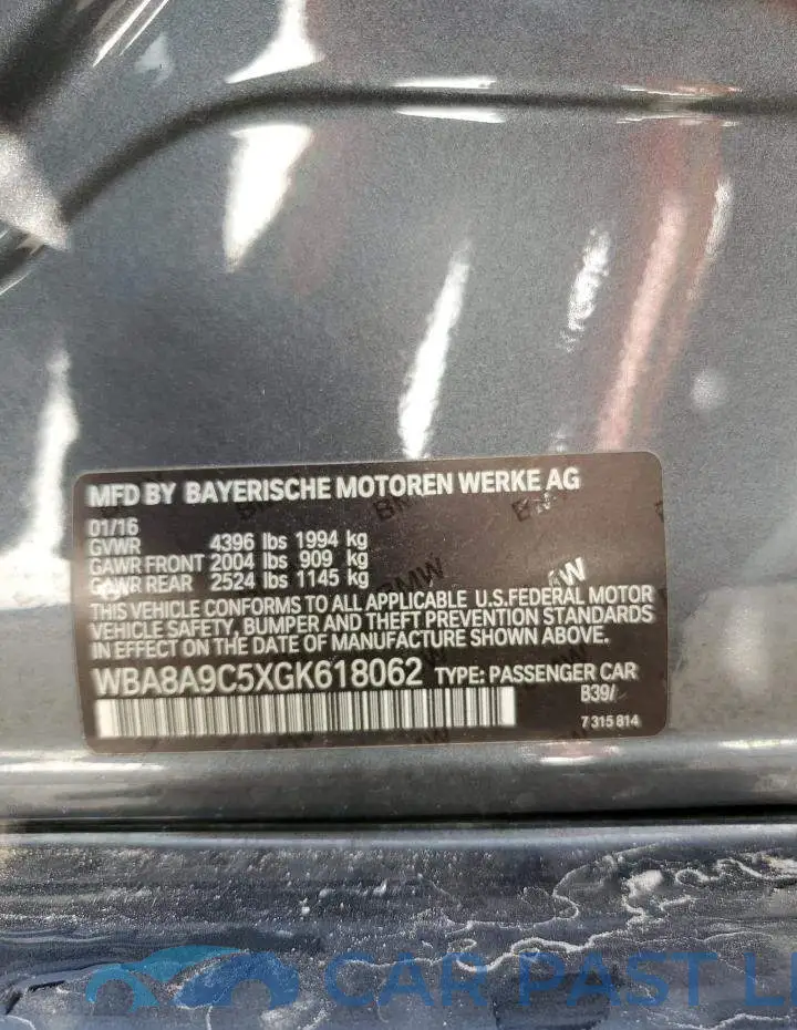 WBA8A9C5XGK618062# 13