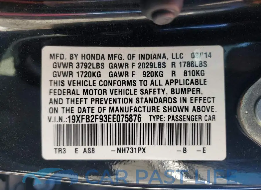 19XFB2F93EE075876# 12